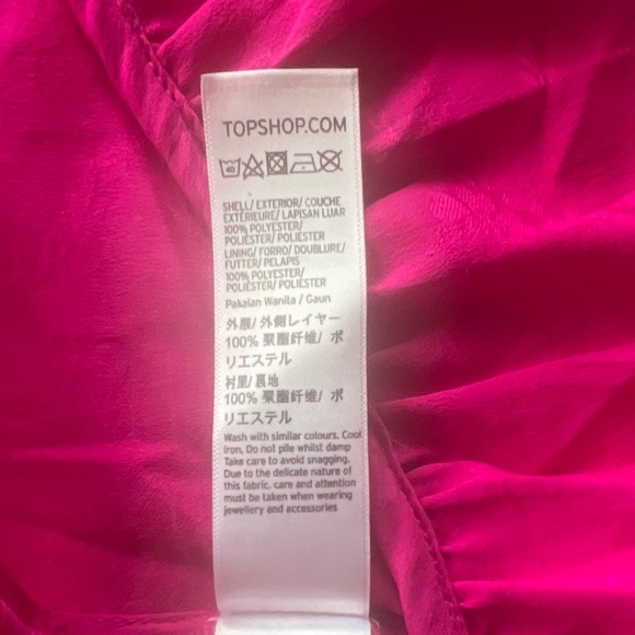 NWOT 🌺 TOPSHOP Hot Pink Wrap V-Neck Midi Maxi Dress Size 12 - Picture 15 of 15